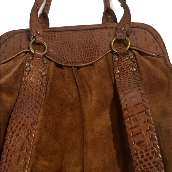 Cole Haan Brown Suede Leather Shoulder Hobo Bag Purse Tote - Picture 3 of 14